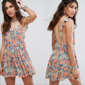 Free People Dear You Mini Dress in Orange Combo S